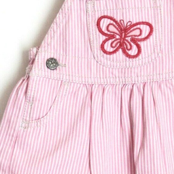 OshKosh Overall Dress Vetbak Pink & White Stripe Bibs B'Gosh Cottagecore Kids - Picture 5 of 10